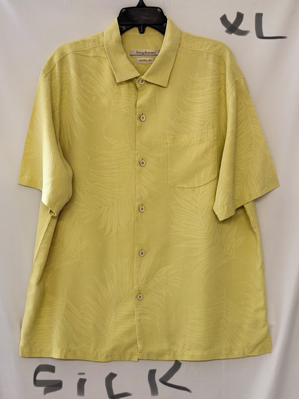 Tommy Bahama Yellow Palm-Jacquard Short-Sleeve Button-Down